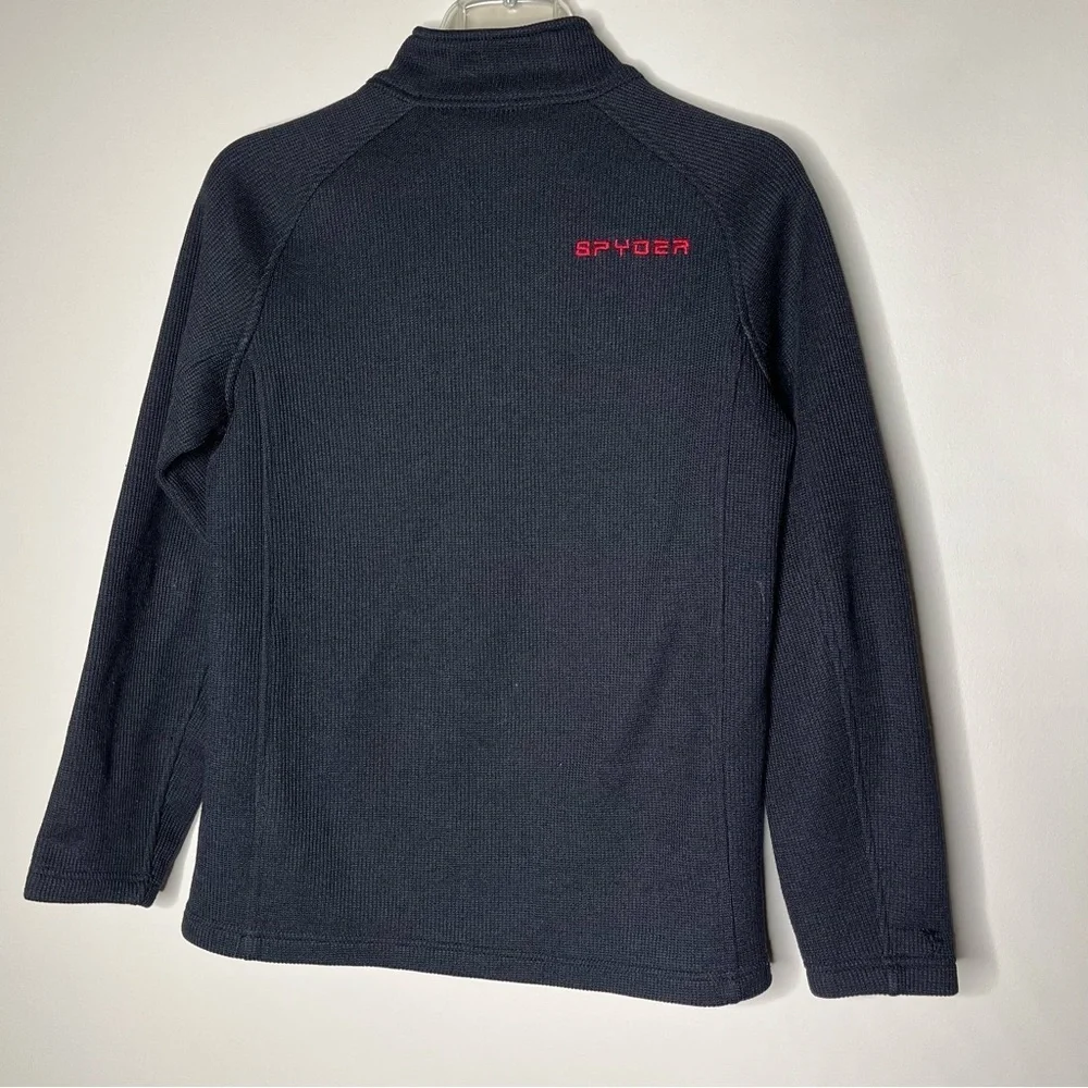 Spyder Youth Red Zip Front Mock Neck Ribbed Sweater Emblem on Front SZ XL